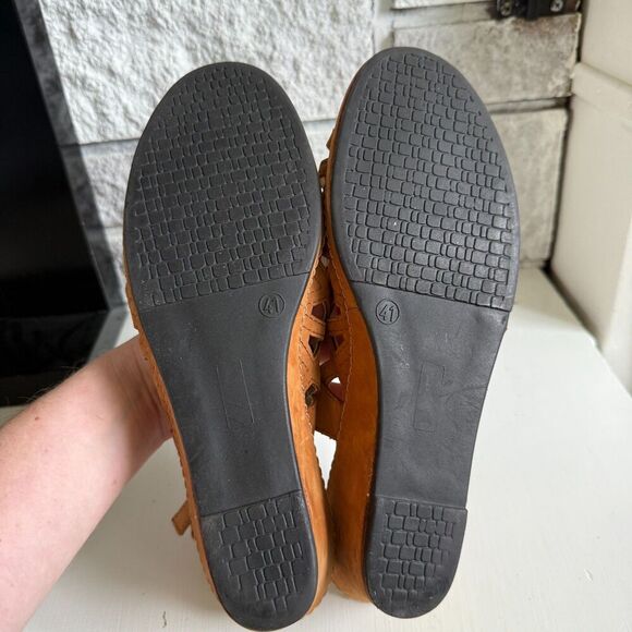 La Plume Leather Cutout Strappy Sling Back Suede Wedge Sandals Heels EU 41/US 10 - Picture 5 of 8